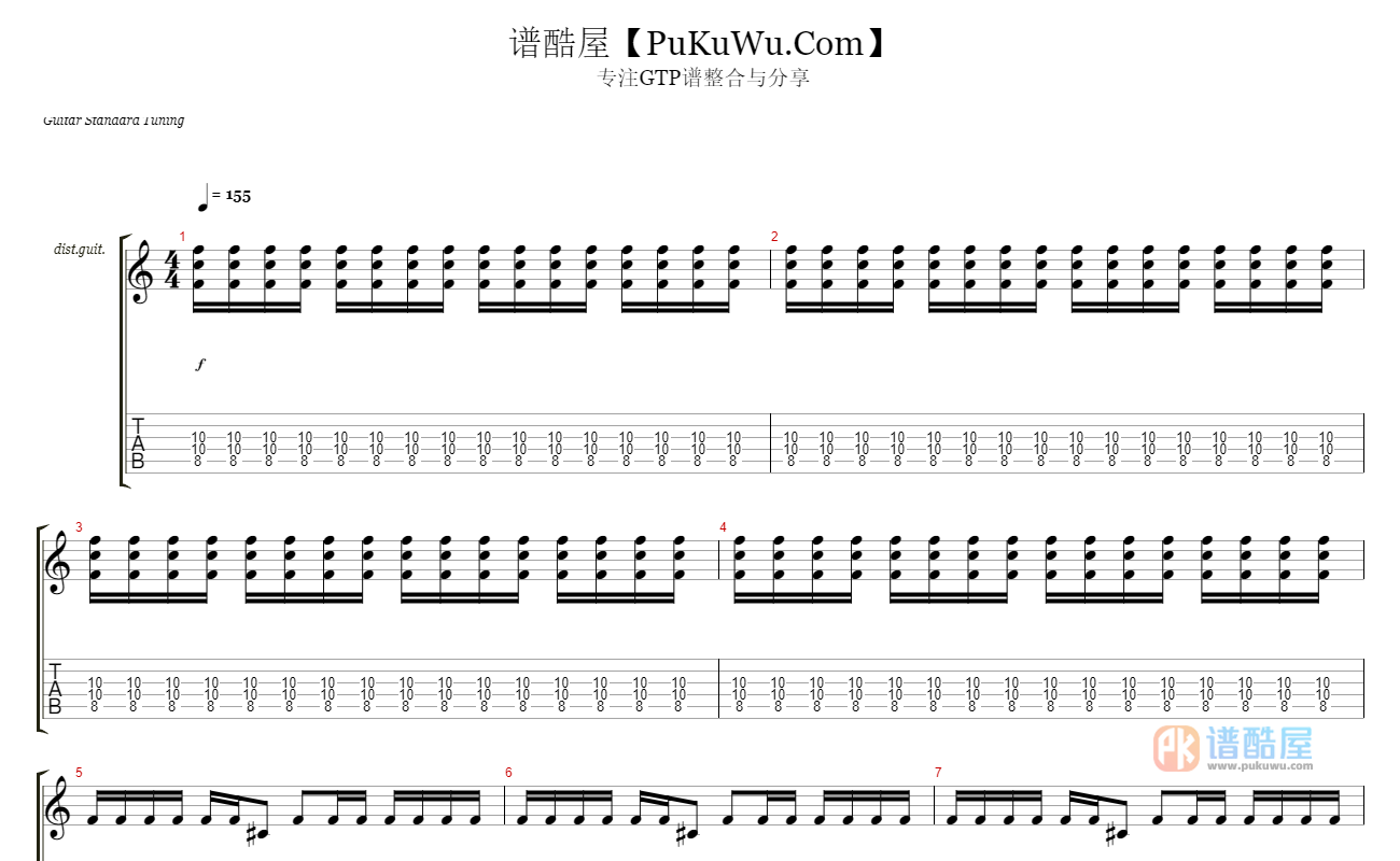 Arctic Monkeys《Brianstorm》乐队总谱|GTP谱|GTP吉他谱 - 谱酷屋