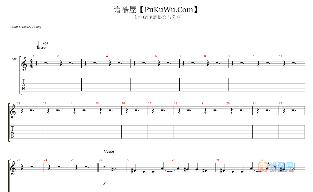 Blink182《Boxing Day》乐队总谱GTP谱GTP吉他谱 谱酷屋